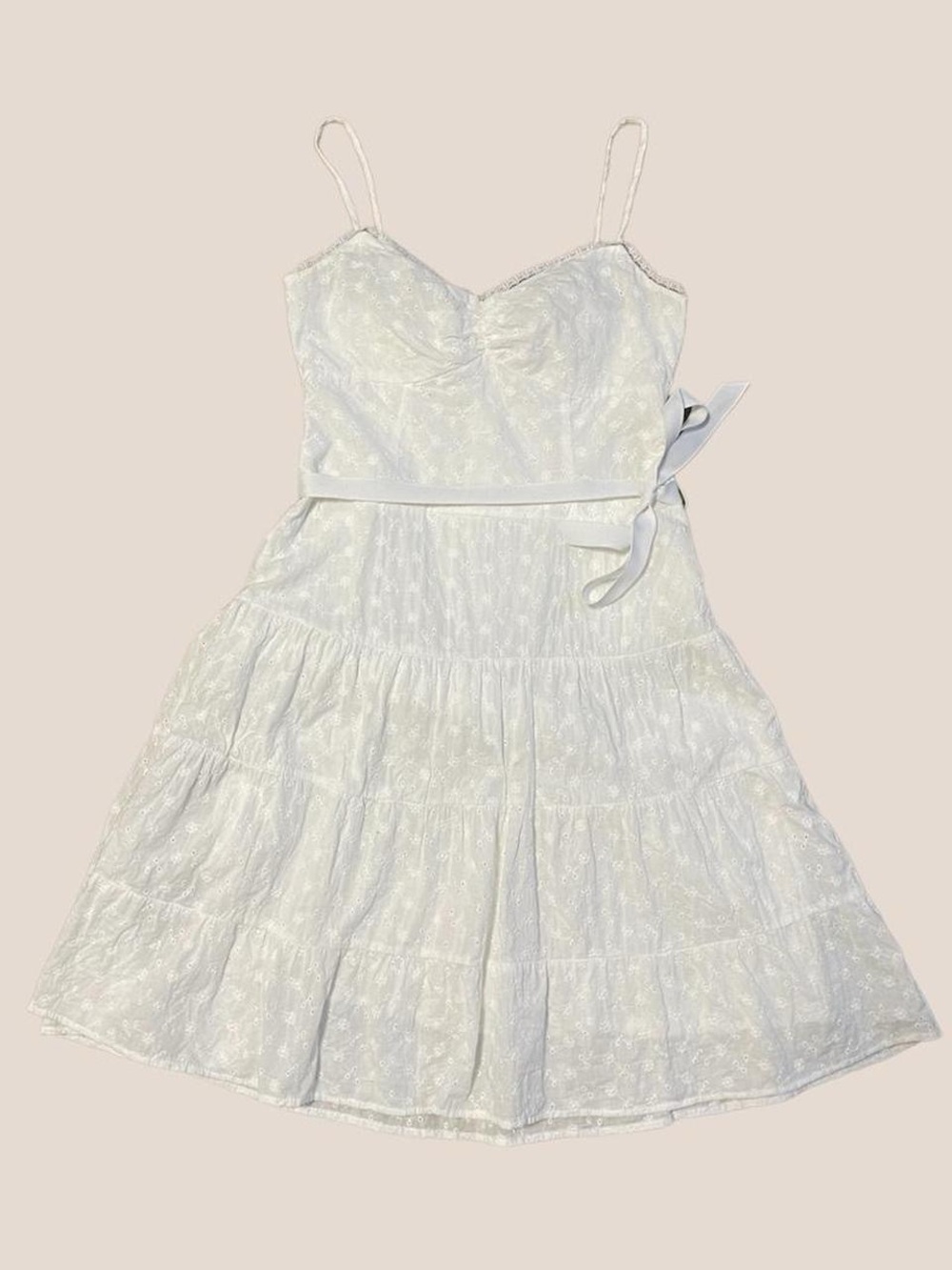 City Triangles White Eyelet Spaghetti Strap Sundress